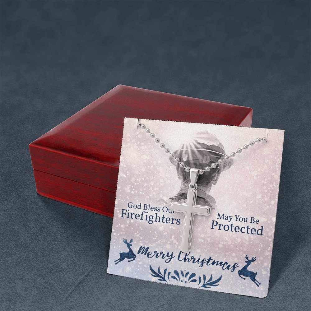 Gift For Firefighter - Merry Christmas - Cross Necklace - Celeste Jewel