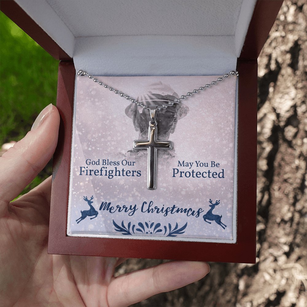Gift For Firefighter - Merry Christmas - Cross Necklace - Celeste Jewel