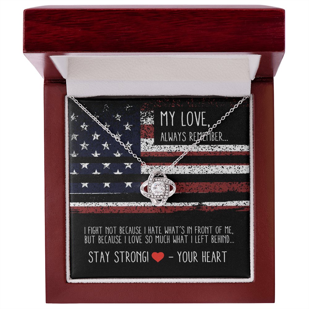 Gift For Military Wife & Girlfriend - Stay Strong - Love Knot Necklace - Celeste Jewel