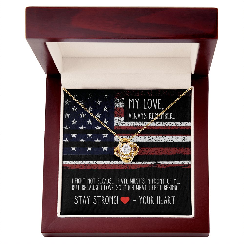 Gift For Military Wife & Girlfriend - Stay Strong - Love Knot Necklace - Celeste Jewel