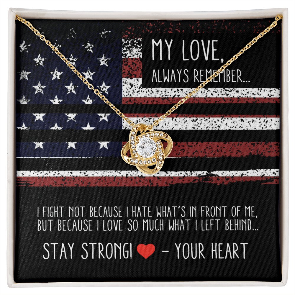 Gift For Military Wife & Girlfriend - Stay Strong - Love Knot Necklace - Celeste Jewel