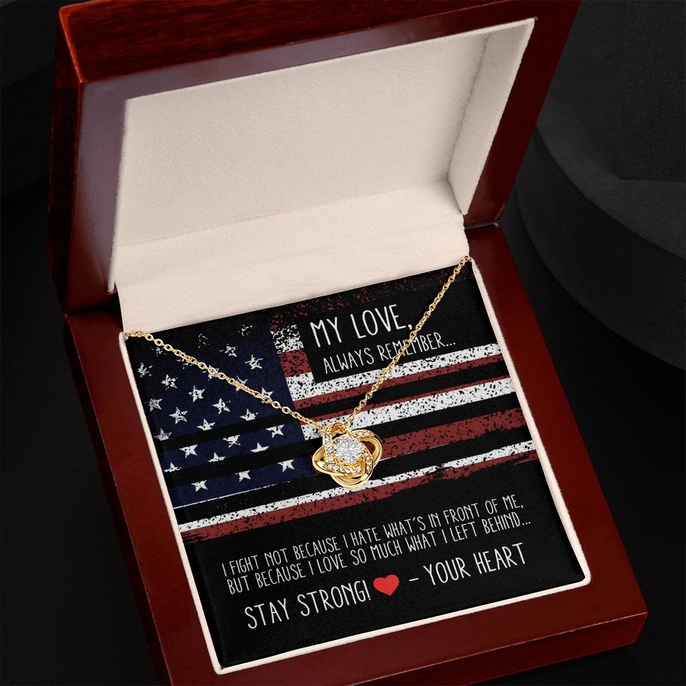 Gift For Military Wife & Girlfriend - Stay Strong - Love Knot Necklace - Celeste Jewel