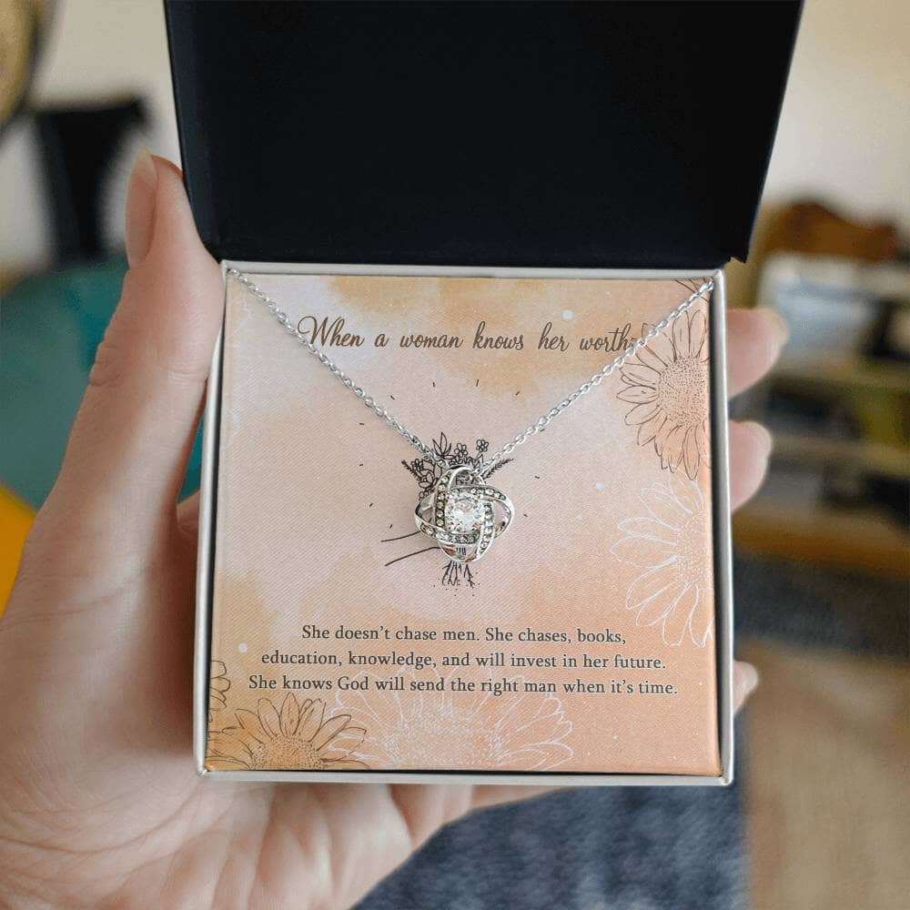 Gift For Single Friend - Knows Her Worth - Love Knot Necklace - Celeste Jewel