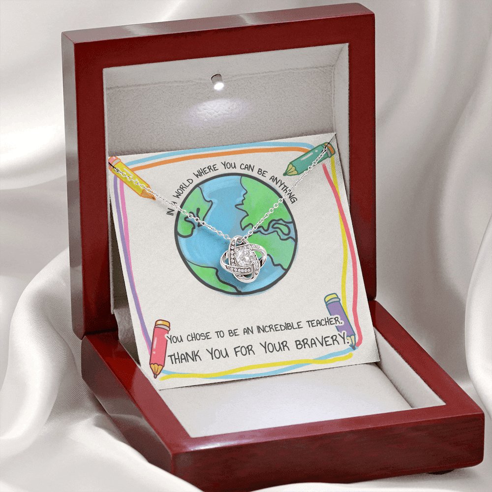 Gift For Teacher - Your Bravery - Love Knot Necklace - Celeste Jewel
