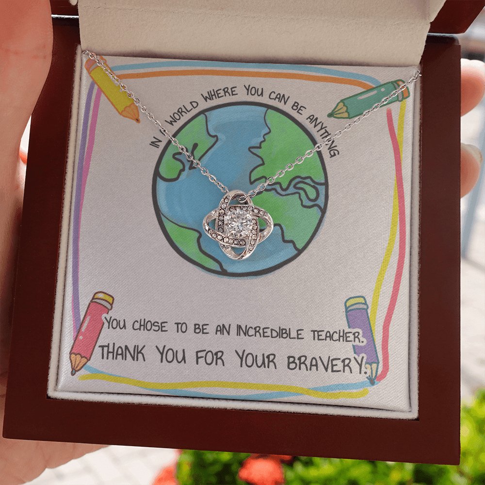 Gift For Teacher - Your Bravery - Love Knot Necklace - Celeste Jewel