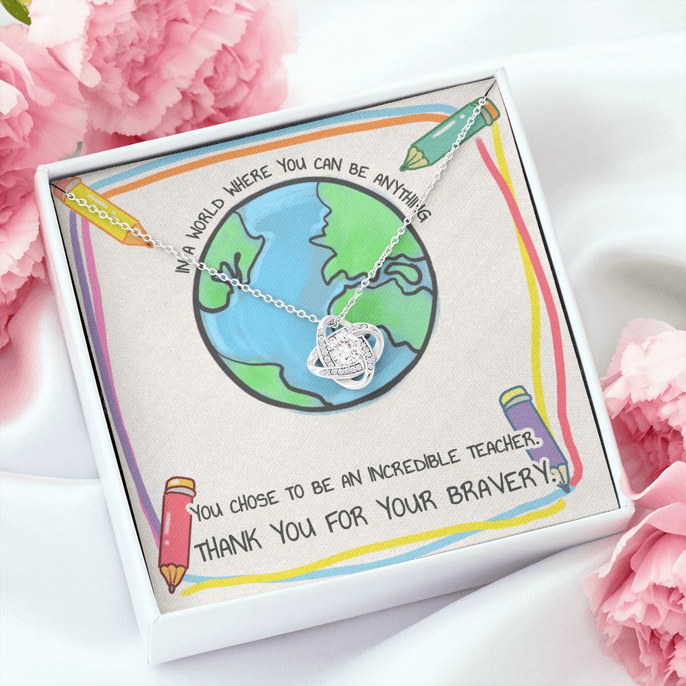 Gift For Teacher - Your Bravery - Love Knot Necklace - Celeste Jewel