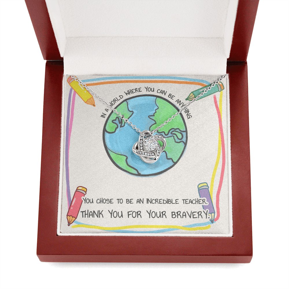 Gift For Teacher - Your Bravery - Love Knot Necklace - Celeste Jewel