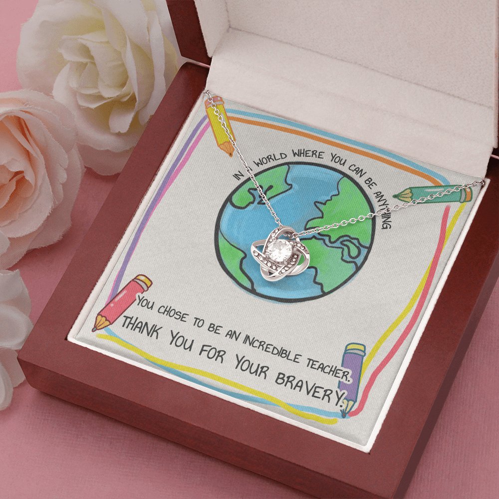 Gift For Teacher - Your Bravery - Love Knot Necklace - Celeste Jewel