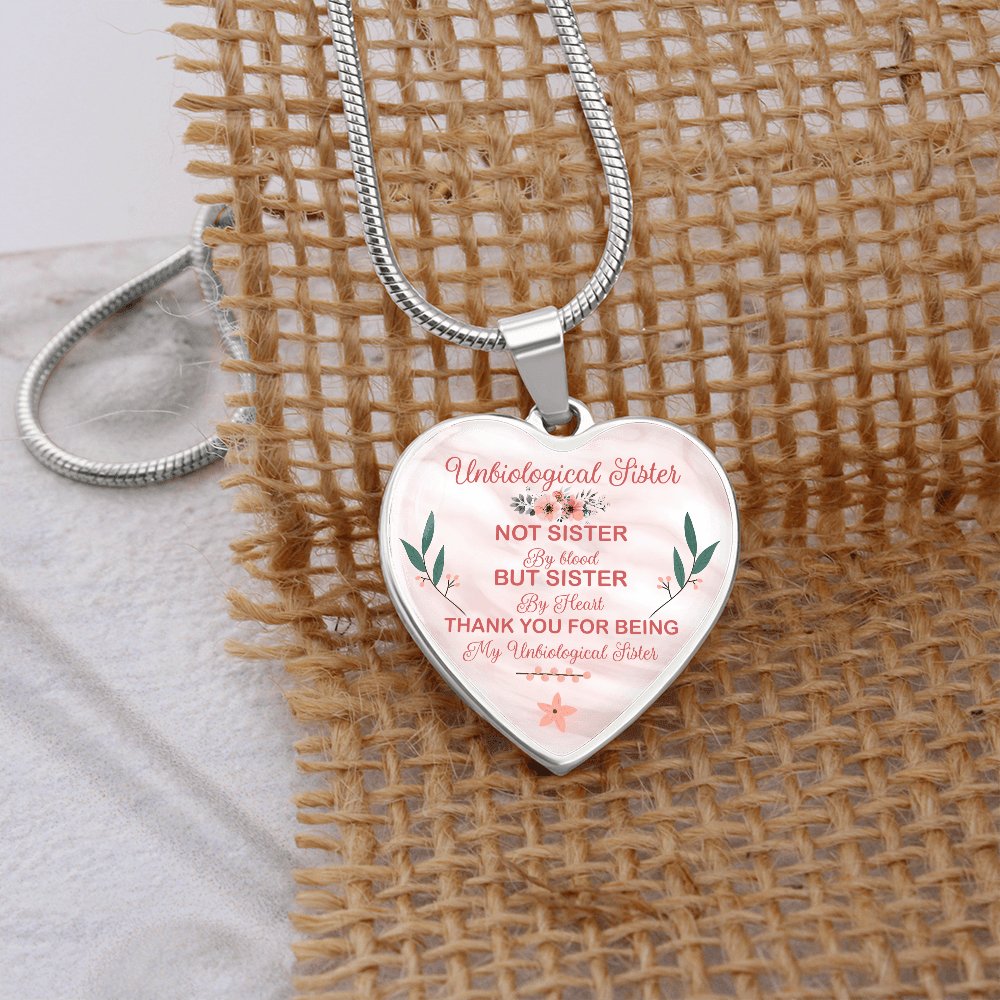 Gift For Unbiological Sister - Luxury Graphic Heart Necklace - Celeste Jewel