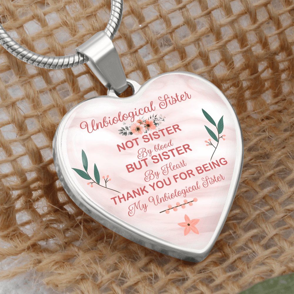 Gift For Unbiological Sister - Luxury Graphic Heart Necklace - Celeste Jewel