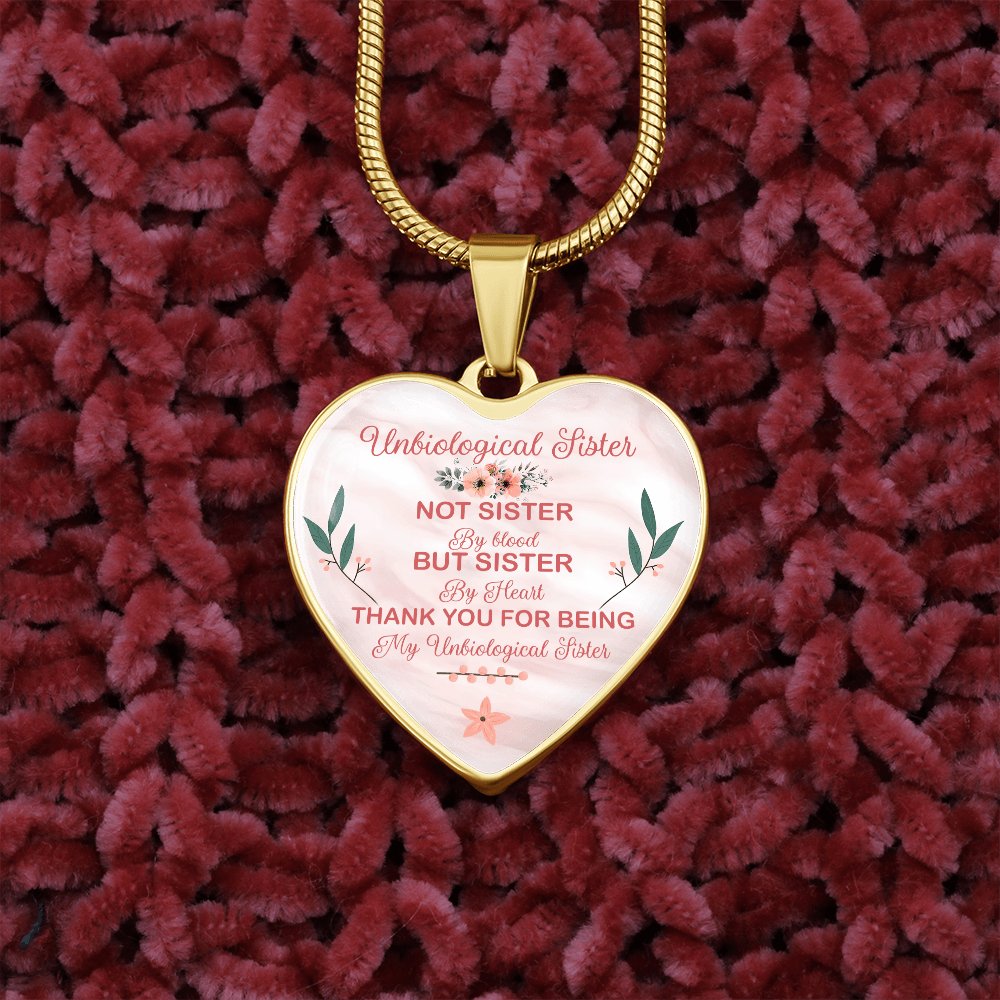 Gift For Unbiological Sister - Luxury Graphic Heart Necklace - Celeste Jewel