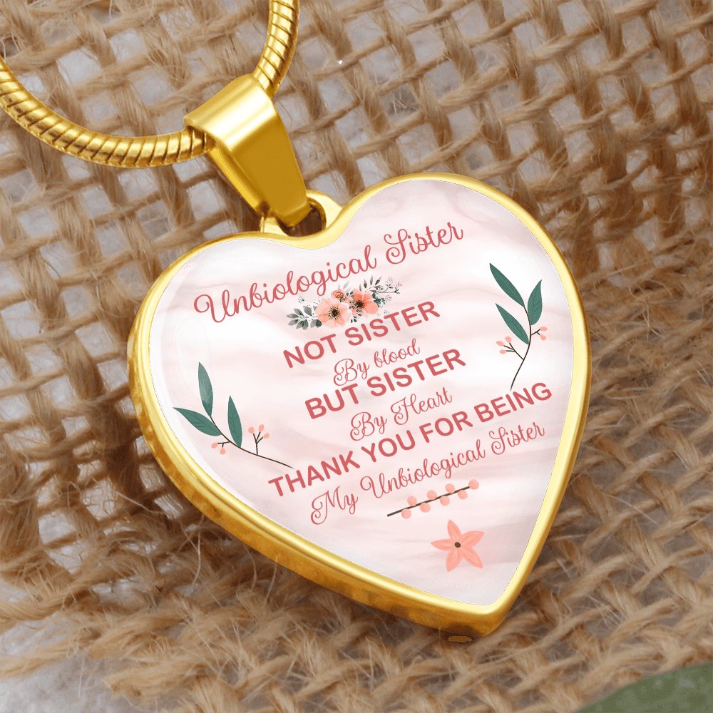 Gift For Unbiological Sister - Luxury Graphic Heart Necklace - Celeste Jewel