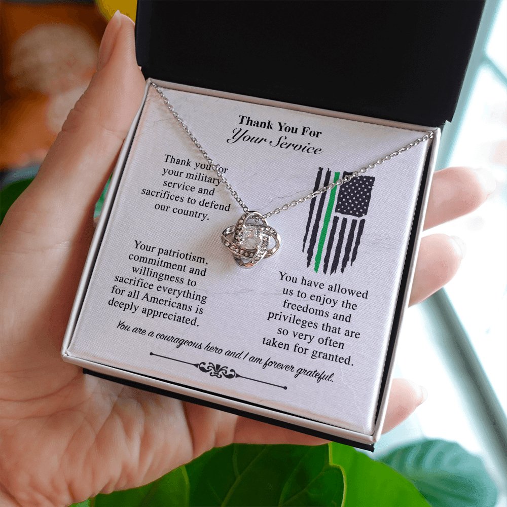 Gift For Veteran & Military Personnel - Thank You For Your Service - Love Knot Necklace - Celeste Jewel