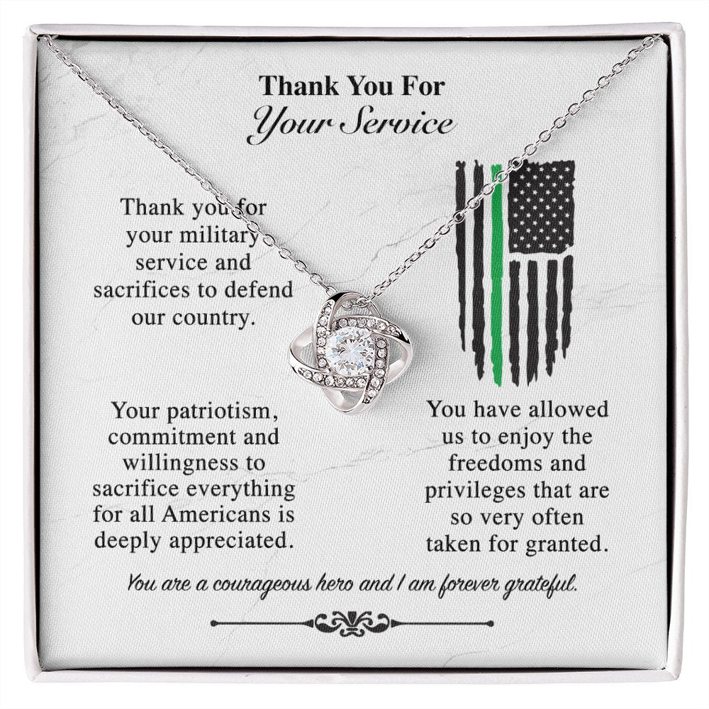 Gift For Veteran & Military Personnel - Thank You For Your Service - Love Knot Necklace - Celeste Jewel