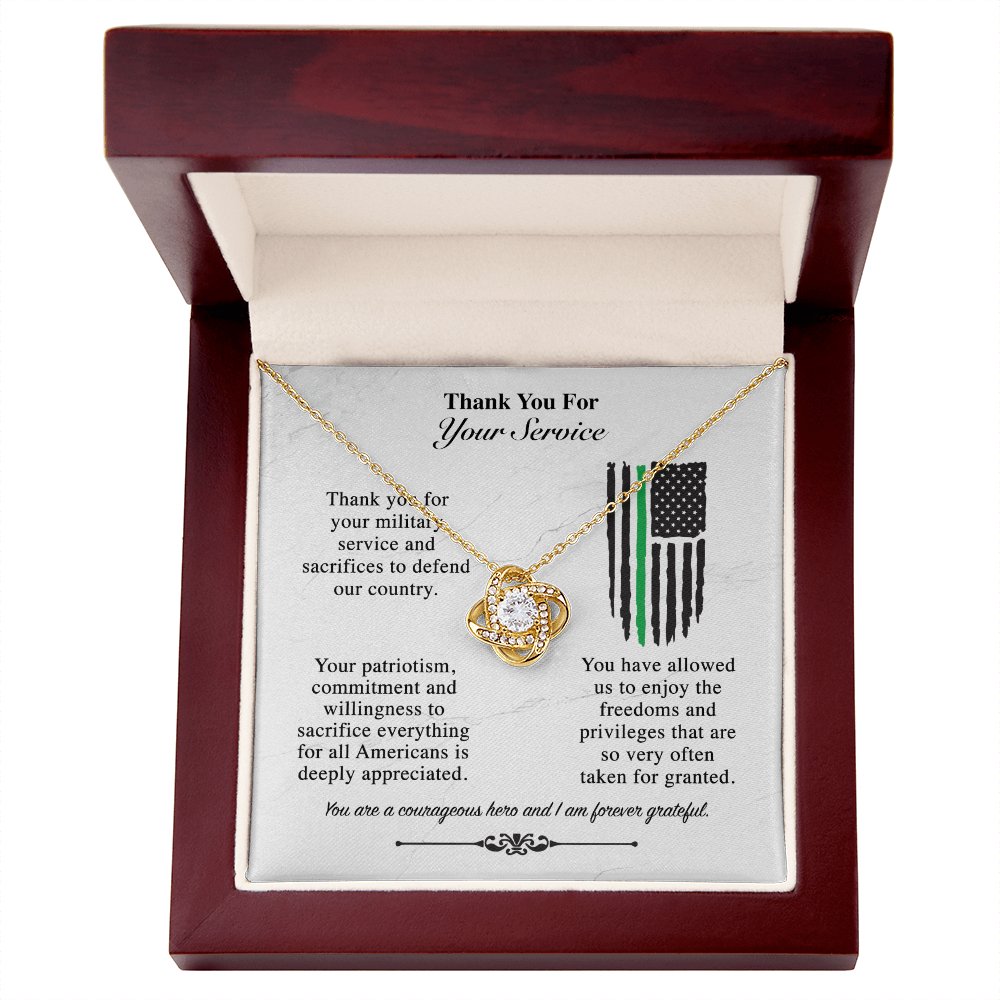 Gift For Veteran & Military Personnel - Thank You For Your Service - Love Knot Necklace - Celeste Jewel
