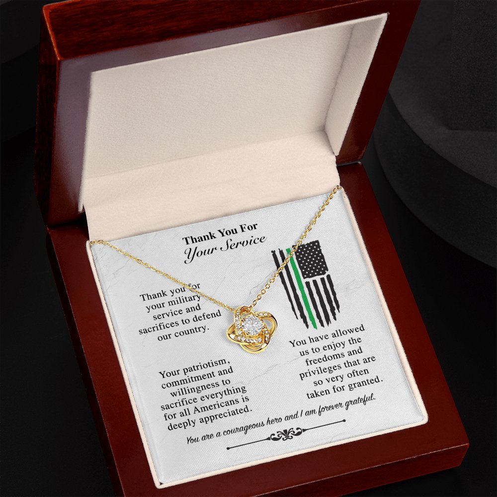 Gift For Veteran & Military Personnel - Thank You For Your Service - Love Knot Necklace - Celeste Jewel