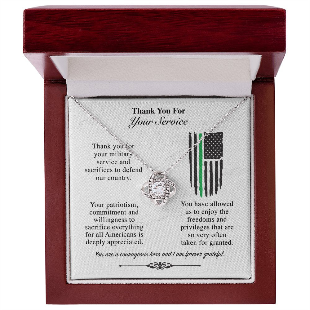 Gift For Veteran & Military Personnel - Thank You For Your Service - Love Knot Necklace - Celeste Jewel