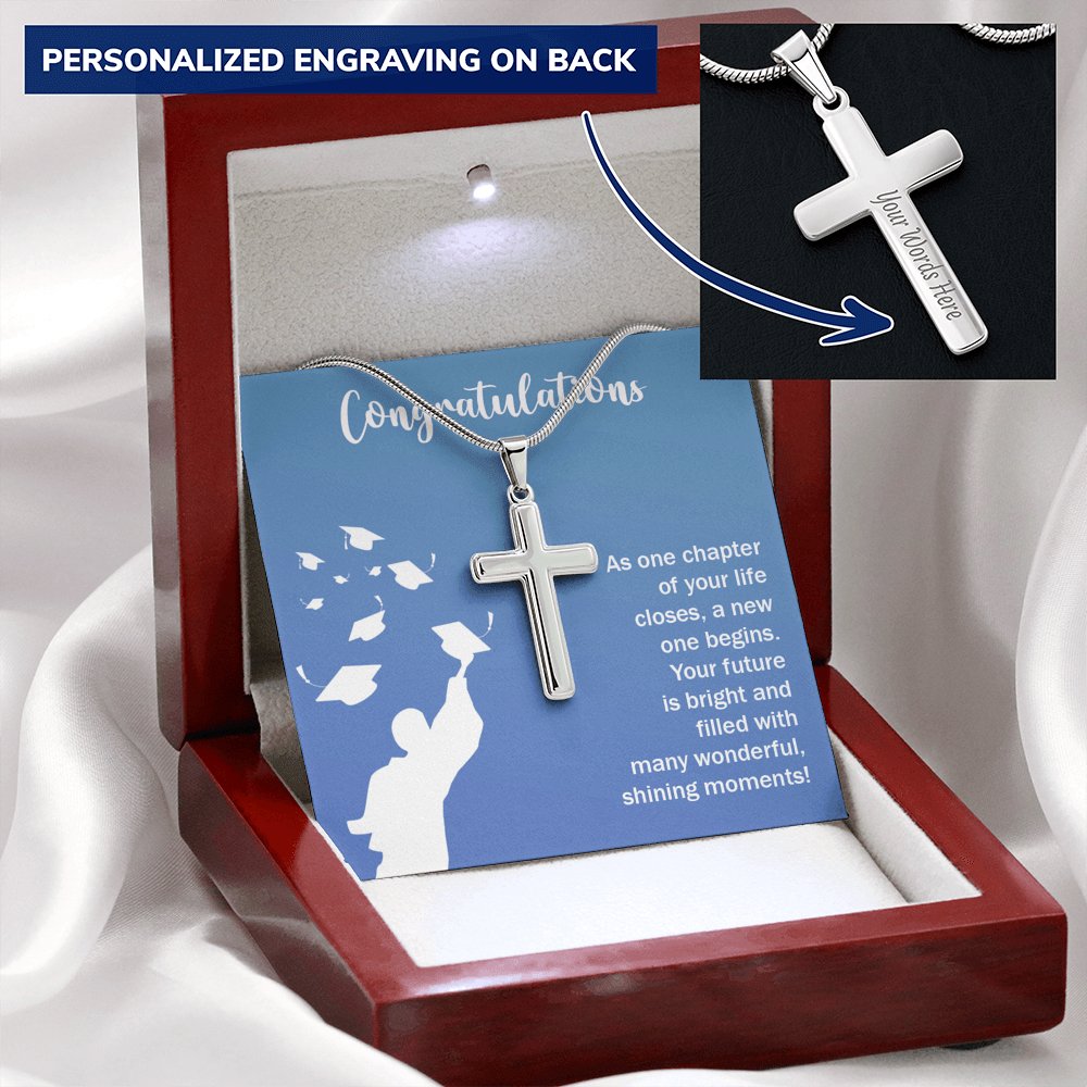 Graduation - A New One Begins - Personalized Cross Necklace - Celeste Jewel