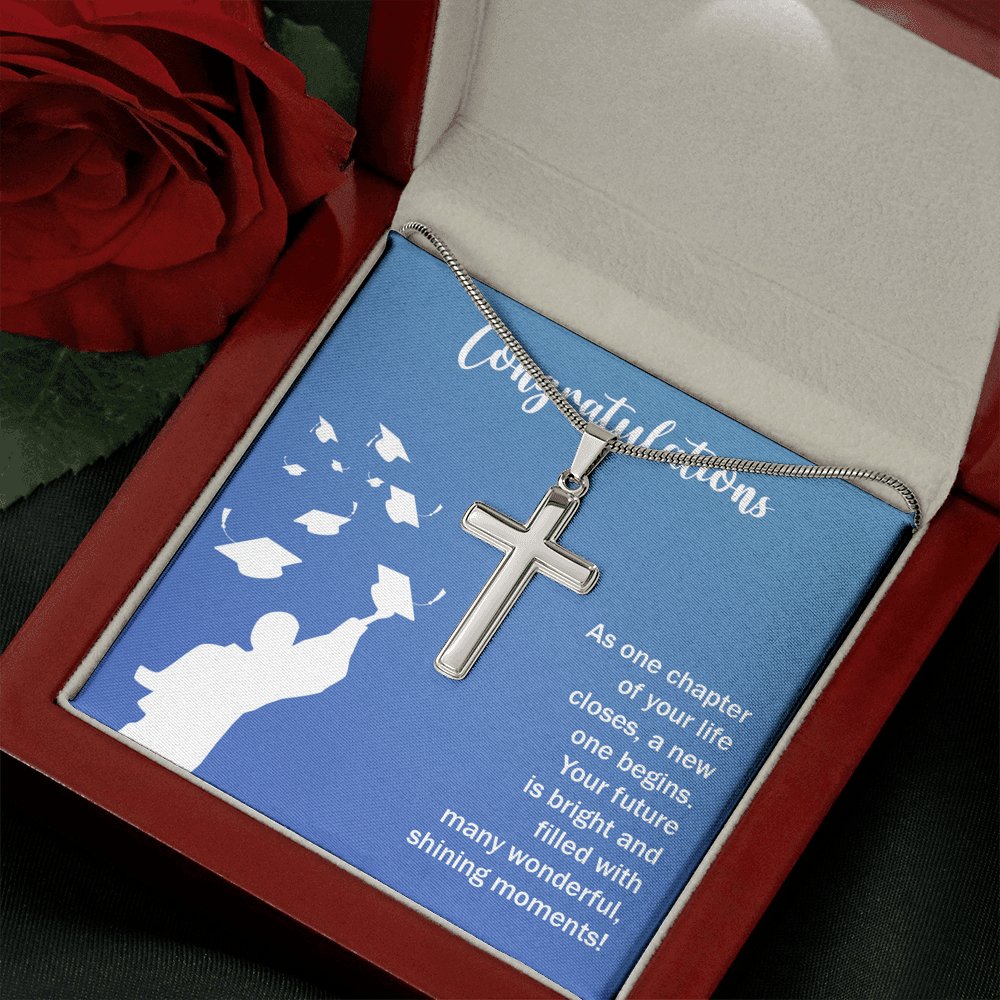 Graduation - A New One Begins - Personalized Cross Necklace - Celeste Jewel