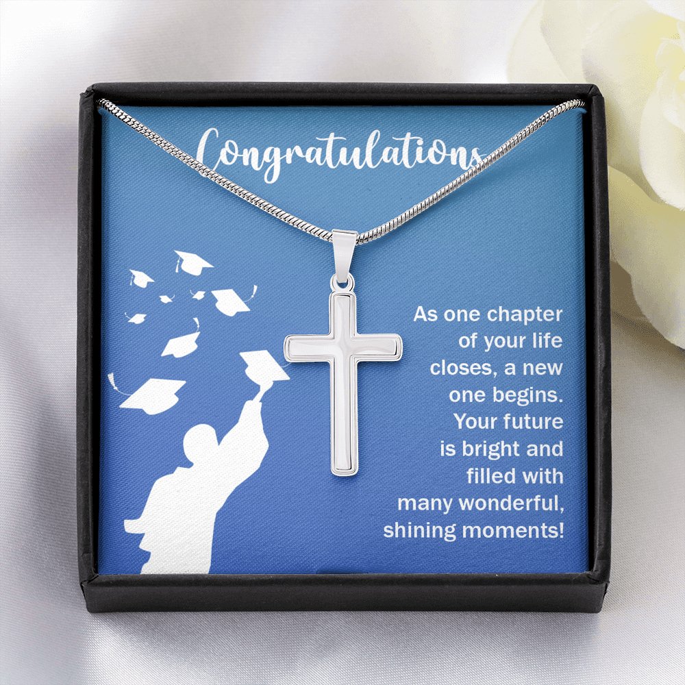 Graduation - A New One Begins - Personalized Cross Necklace - Celeste Jewel