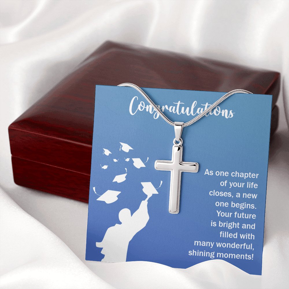 Graduation - A New One Begins - Personalized Cross Necklace - Celeste Jewel