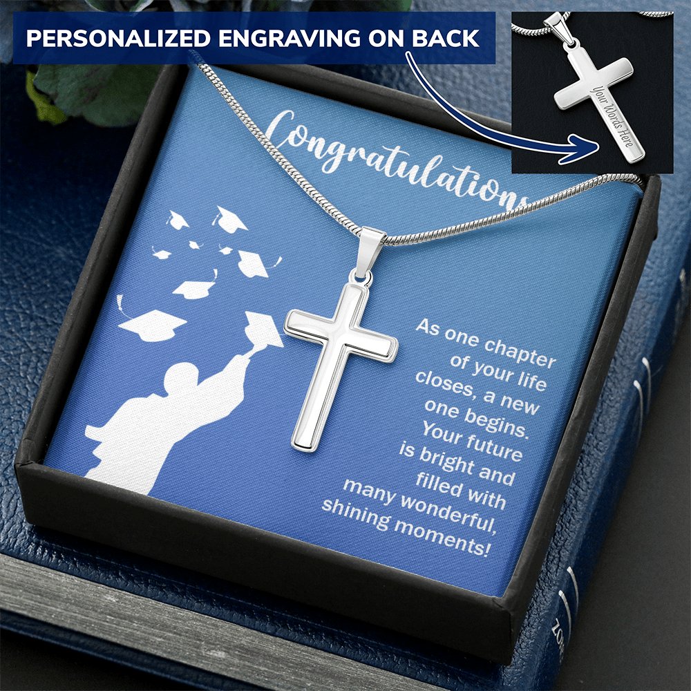 Graduation - A New One Begins - Personalized Cross Necklace - Celeste Jewel
