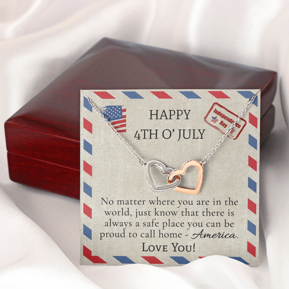 Happy 4th O' July - Interlocking Hearts Necklace - Celeste Jewel