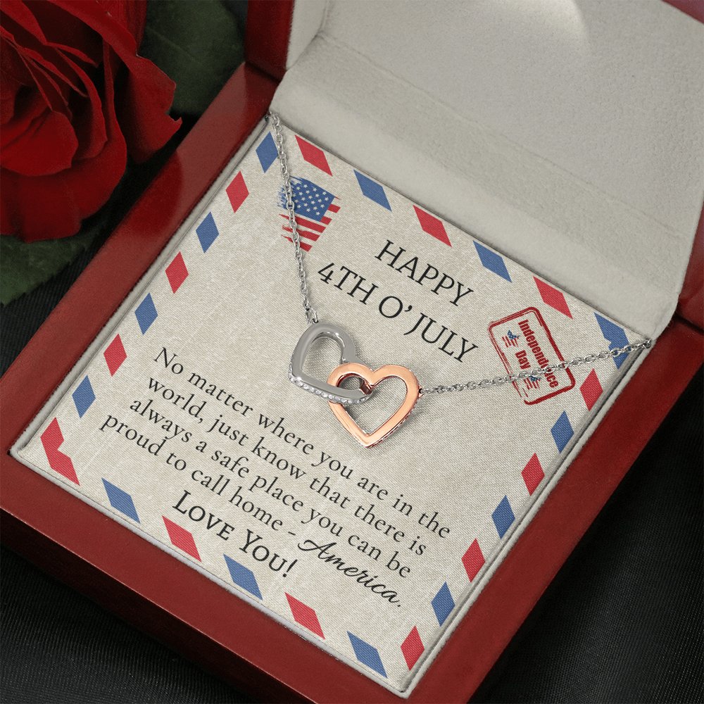 Happy 4th O' July - Interlocking Hearts Necklace - Celeste Jewel