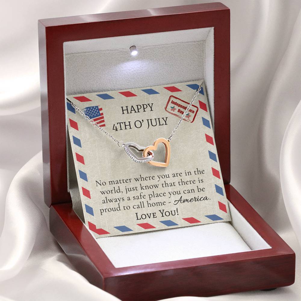 Happy 4th O' July - Interlocking Hearts Necklace - Celeste Jewel