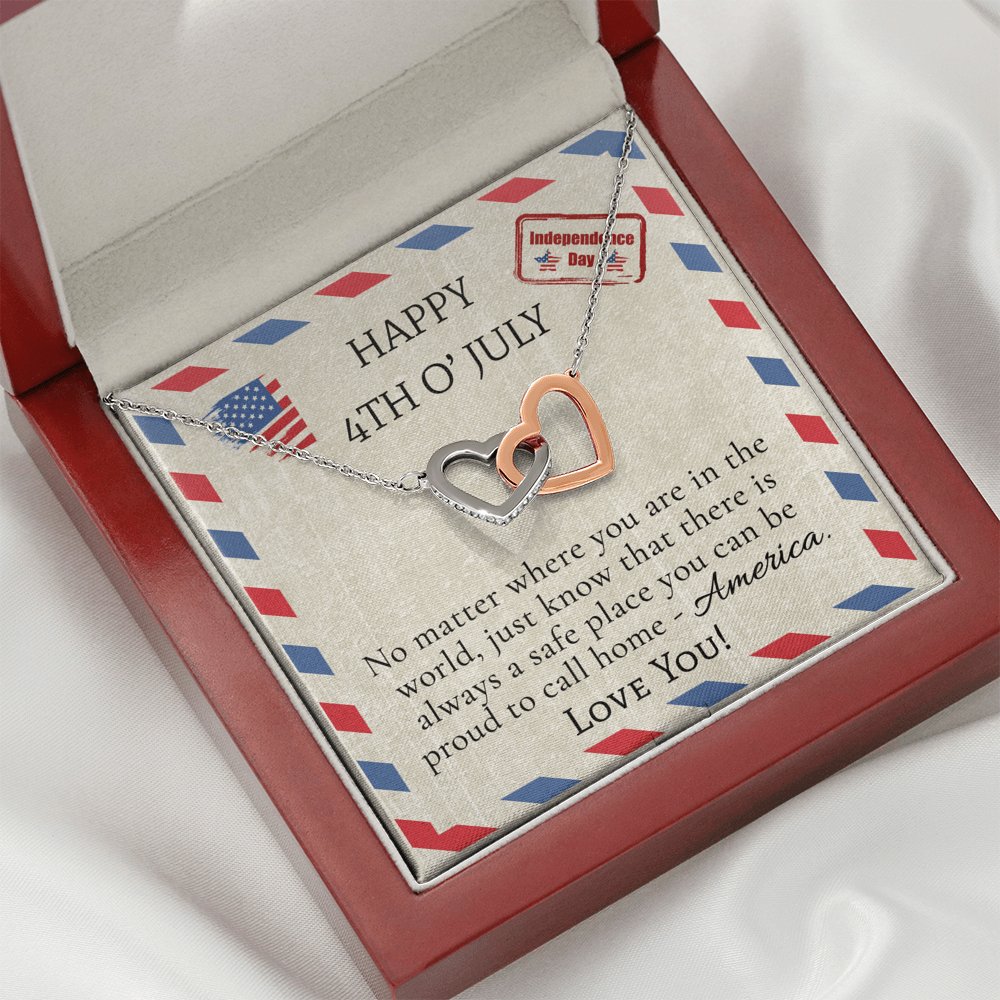 Happy 4th O' July - Interlocking Hearts Necklace - Celeste Jewel