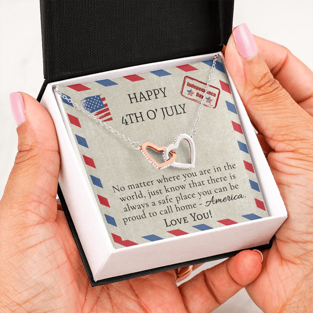 Happy 4th O' July - Interlocking Hearts Necklace - Celeste Jewel