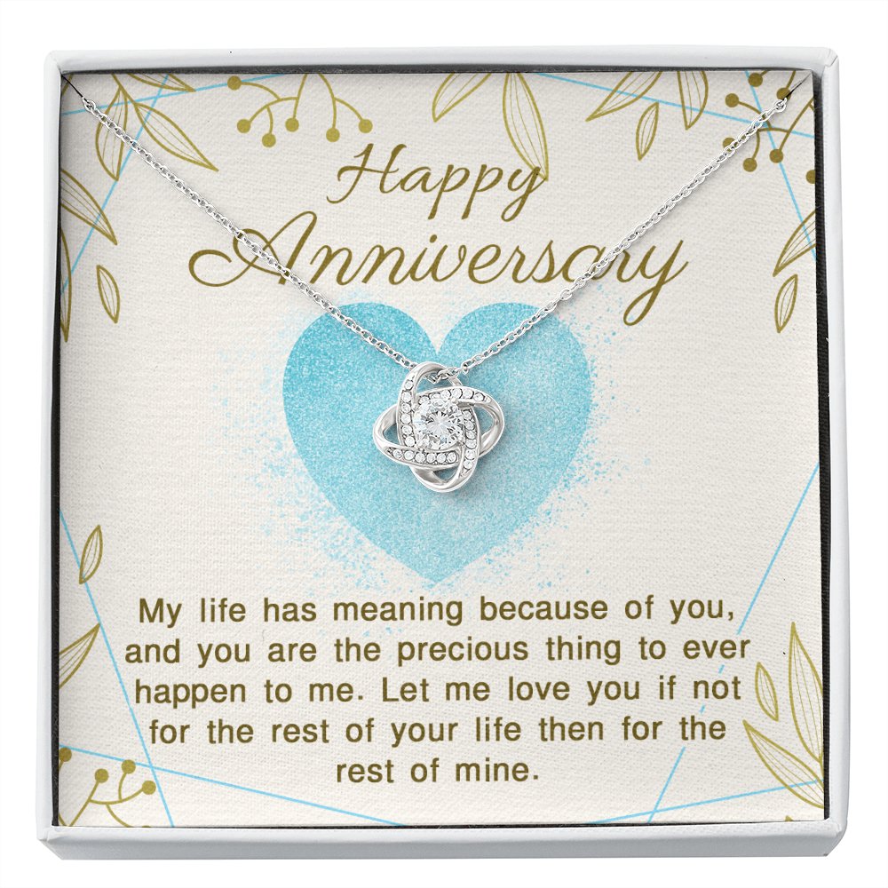 Happy Anniversary Gift - Life Has Meaning - Love Knot Necklace Two-Toned Box