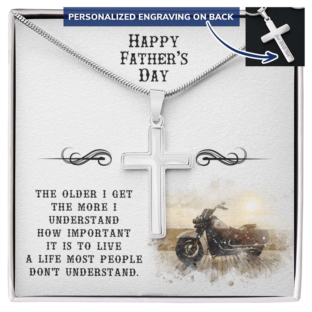 Happy Father's Day Gift For Biker Dad - Personalized Cross Necklace - Celeste Jewel