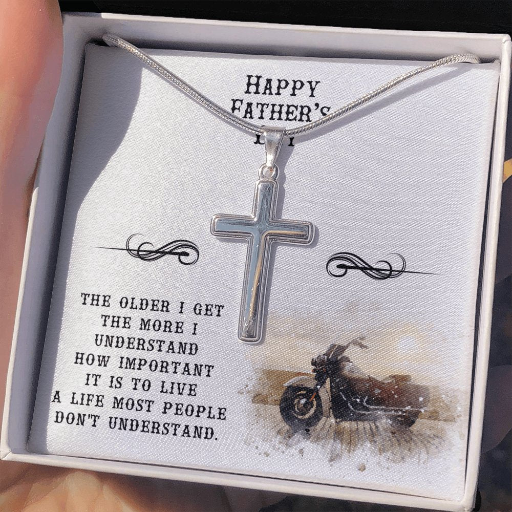 Happy Father's Day Gift For Biker Dad - Personalized Cross Necklace - Celeste Jewel