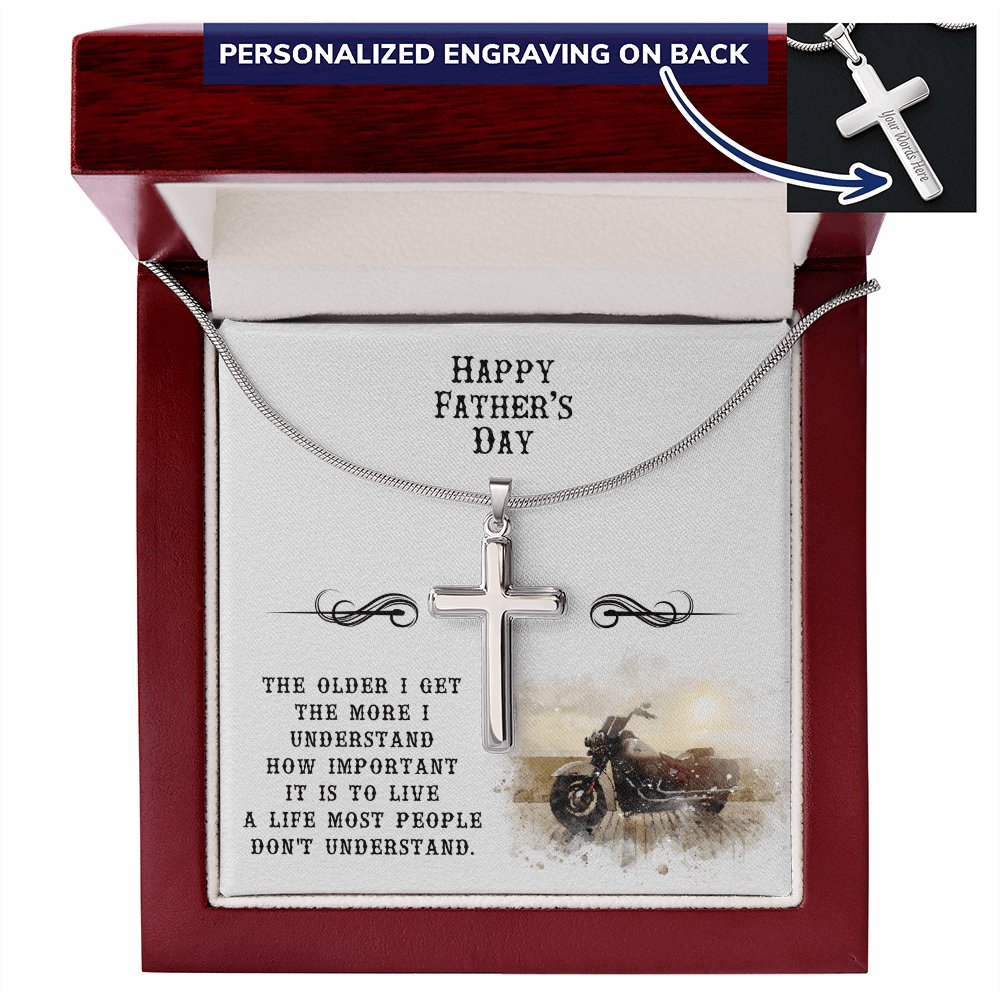 Happy Father's Day Gift For Biker Dad - Personalized Cross Necklace - Celeste Jewel