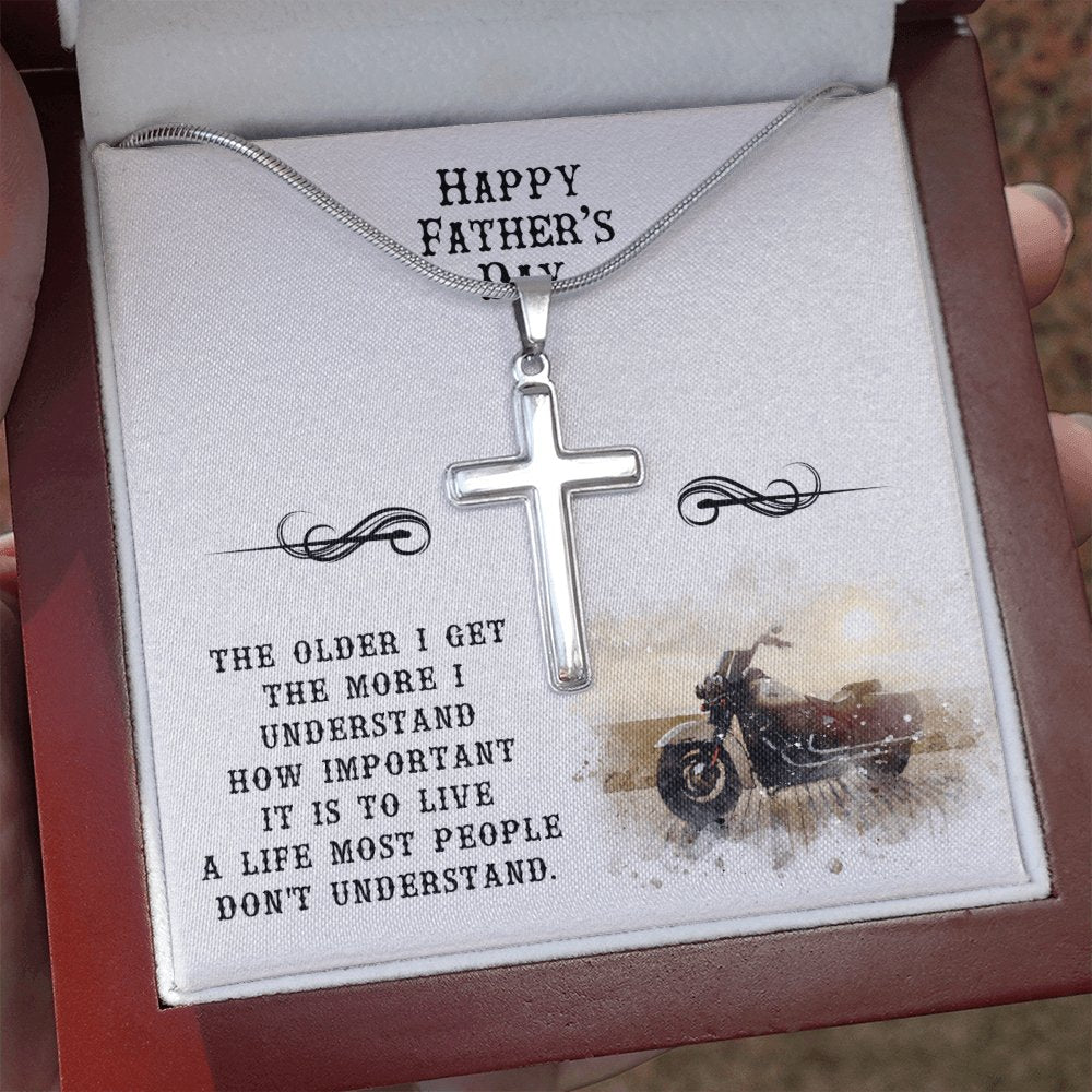 Happy Father's Day Gift For Biker Dad - Personalized Cross Necklace - Celeste Jewel