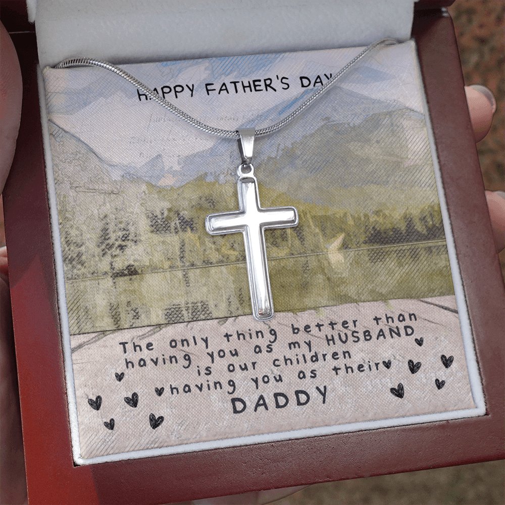 Happy Father's Day Gift For Dad - Wife To Husband - Personalized Cross Necklace - Celeste Jewel