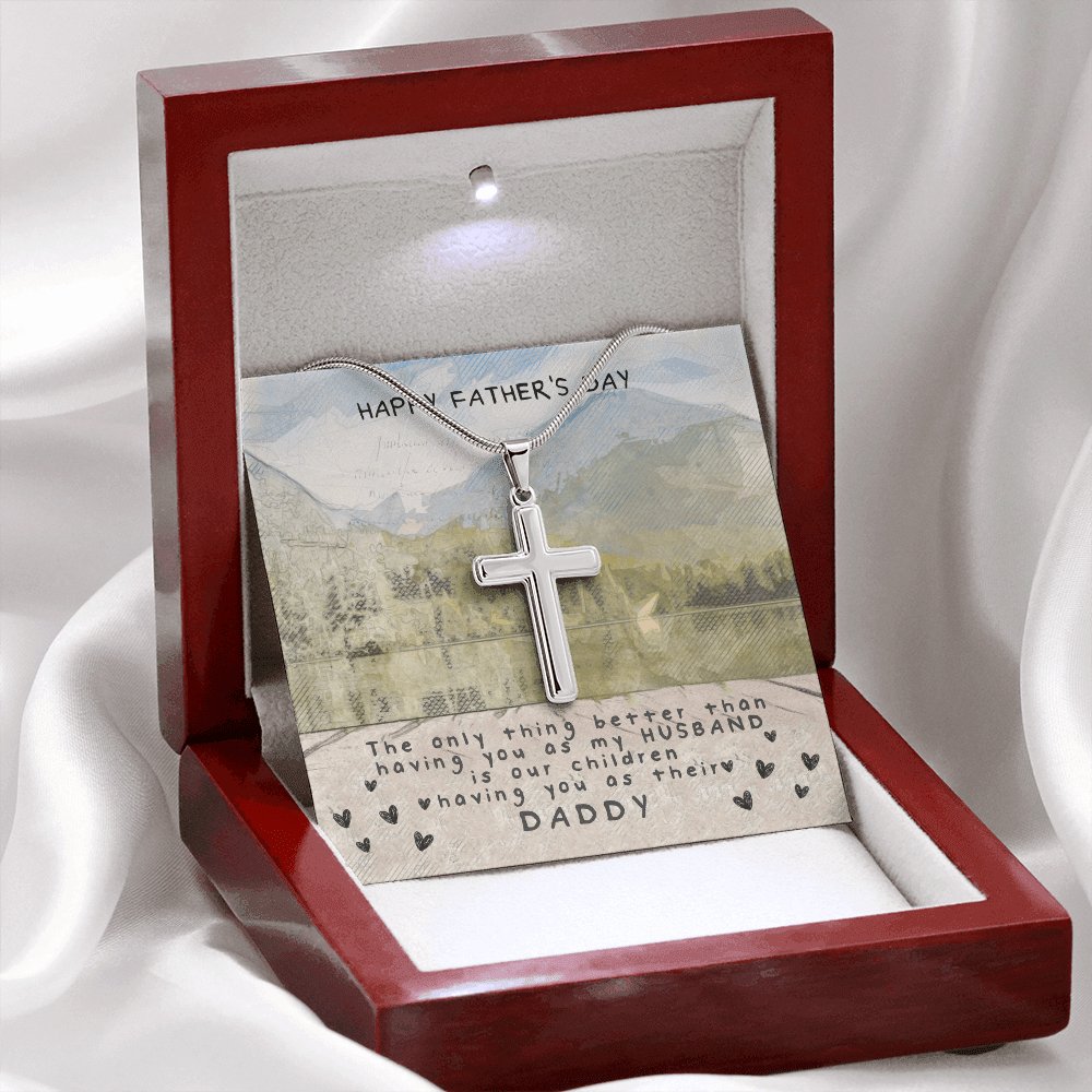 Happy Father's Day Gift For Dad - Wife To Husband - Personalized Cross Necklace - Celeste Jewel
