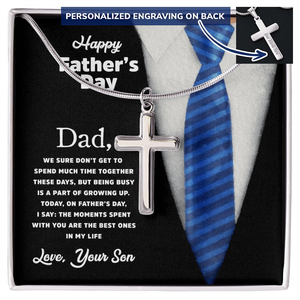 Happy Father's Day Gift - Part Of Growing Up - Personalized Cross Necklace - Celeste Jewel