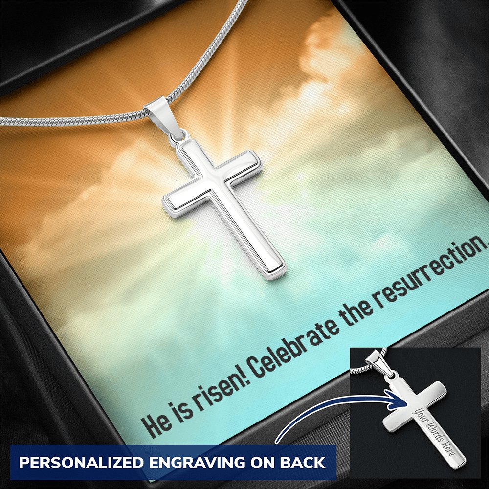 He Is Risen - Personalized Cross Necklace - Celeste Jewel