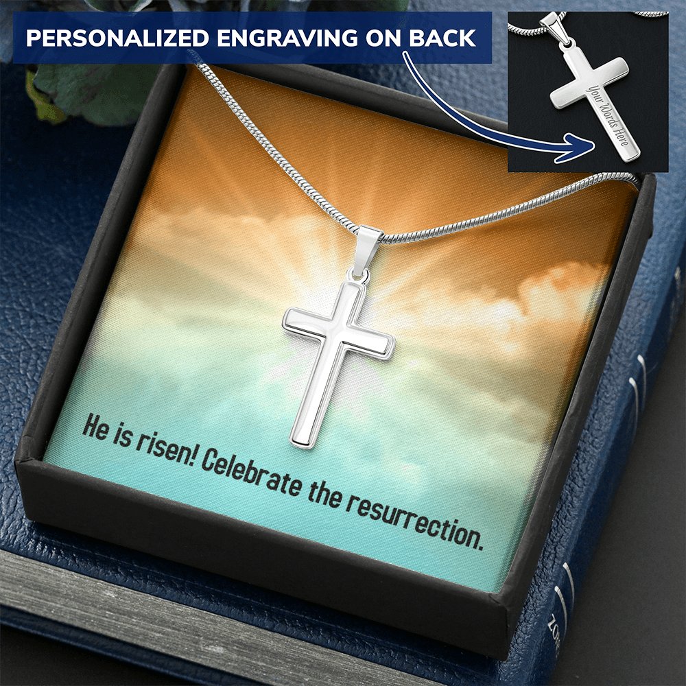 He Is Risen - Personalized Cross Necklace - Celeste Jewel
