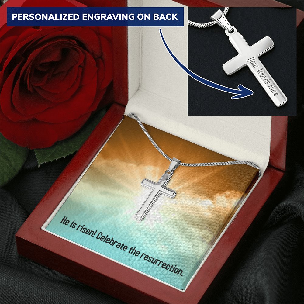 He Is Risen - Personalized Cross Necklace - Celeste Jewel