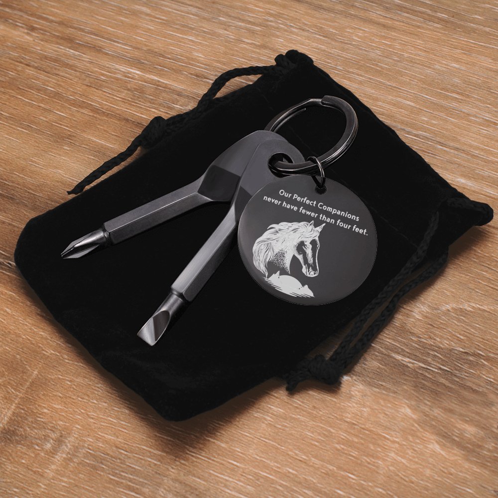 Horse Lover Gift - Our Perfect Companions - Engraved Screwdriver Keychain - Celeste Jewel