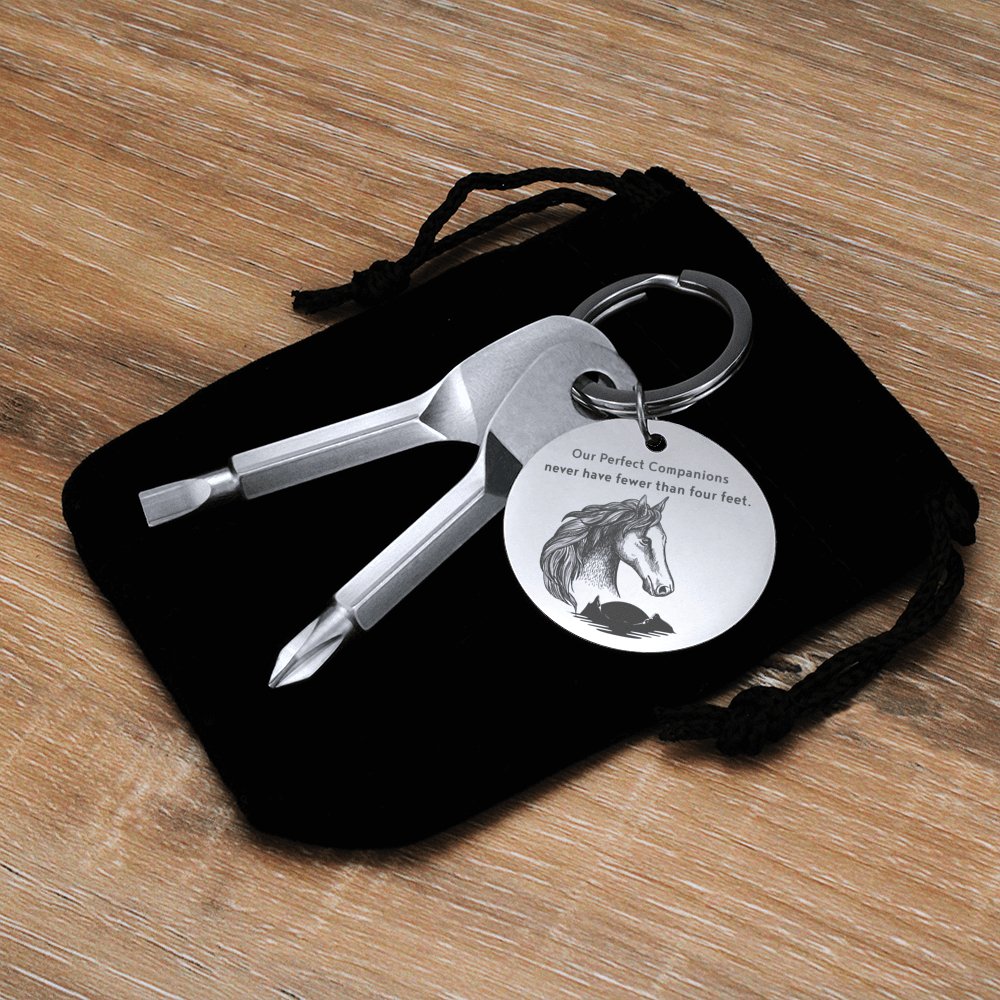 Horse Lover Gift - Our Perfect Companions - Engraved Screwdriver Keychain - Celeste Jewel