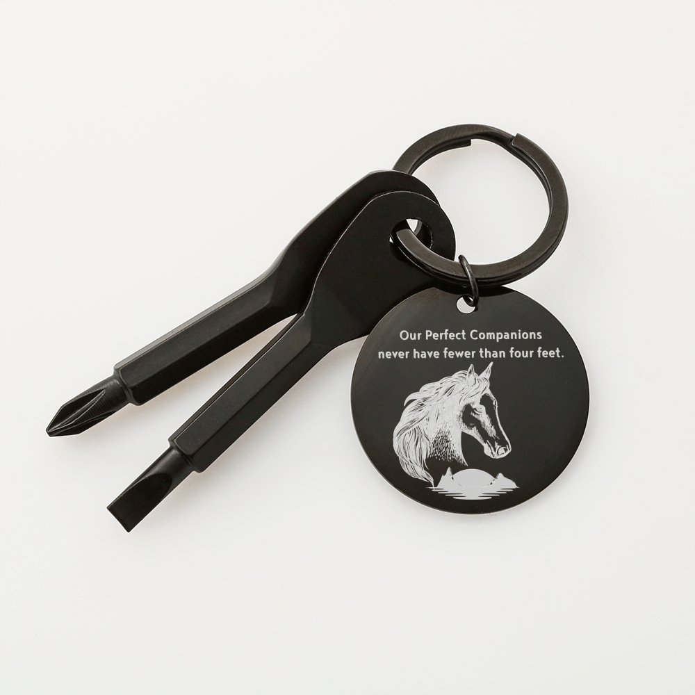 Horse Lover Gift - Our Perfect Companions - Engraved Screwdriver Keychain - Celeste Jewel