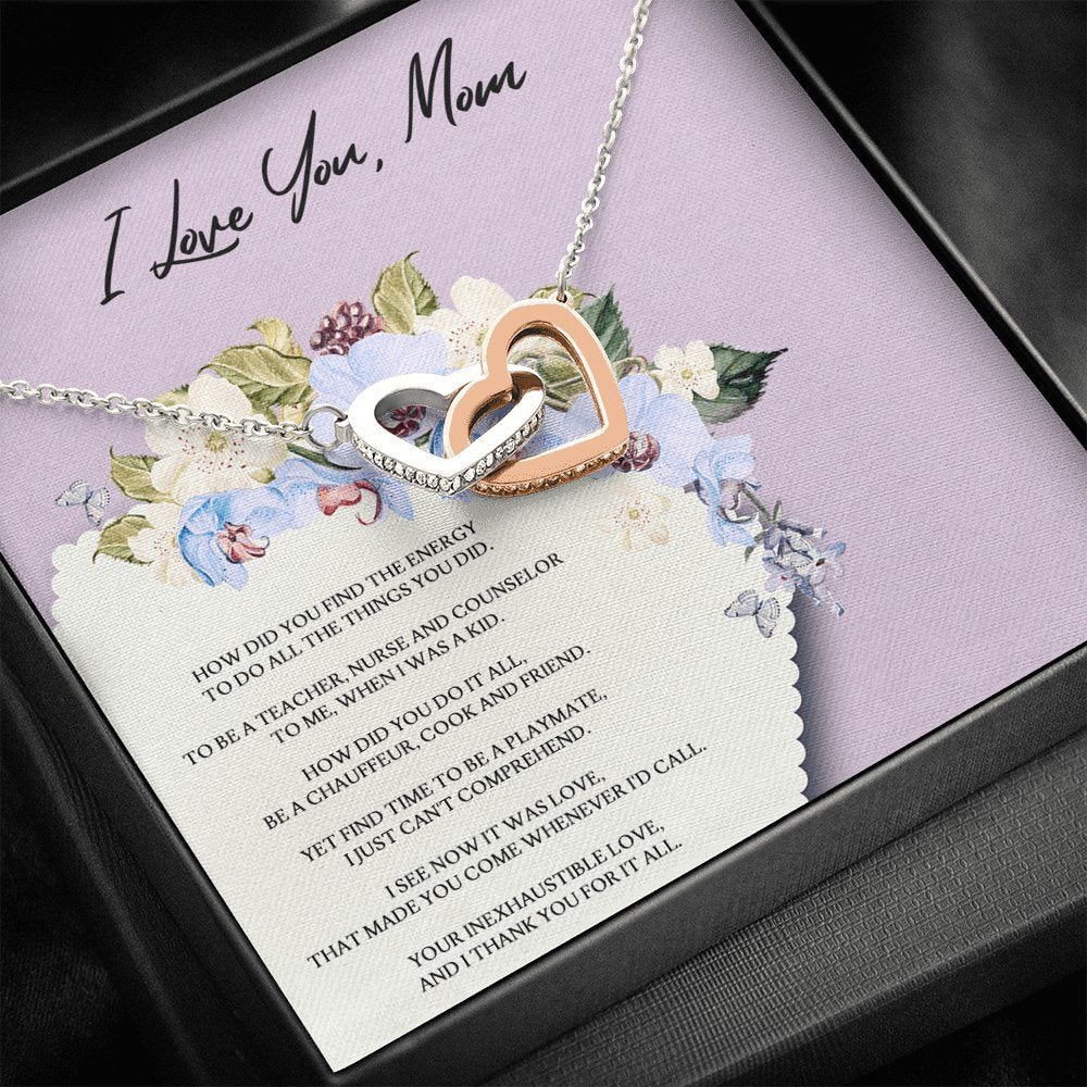 I Love You Mom - Interlocking Hearts Necklace - Celeste Jewel