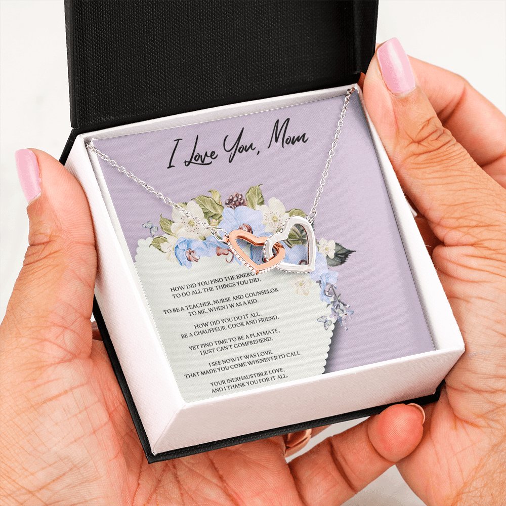 I Love You Mom - Interlocking Hearts Necklace - Celeste Jewel