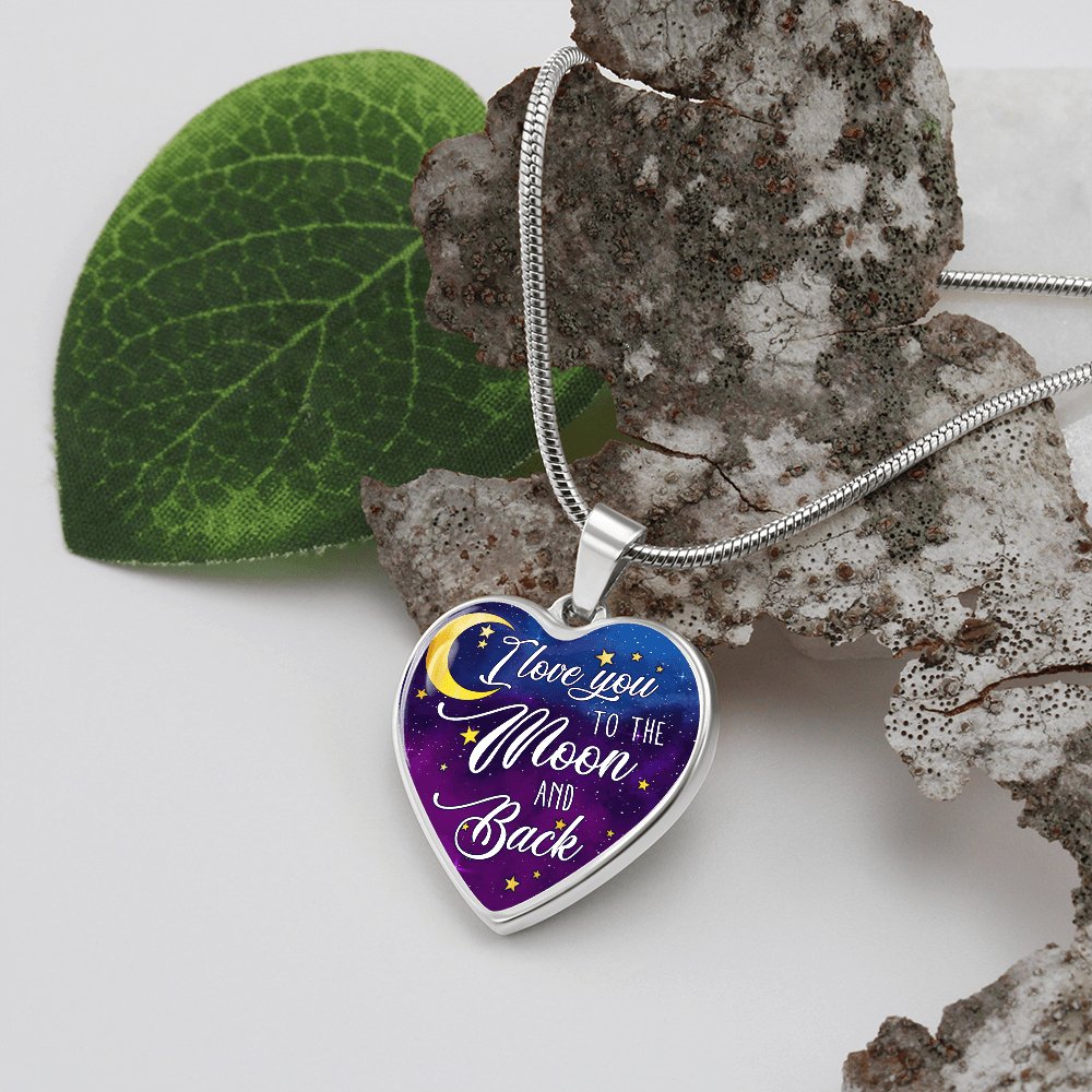 I Love You To The Moon And Back - Luxury Graphic Heart Necklace - Celeste Jewel