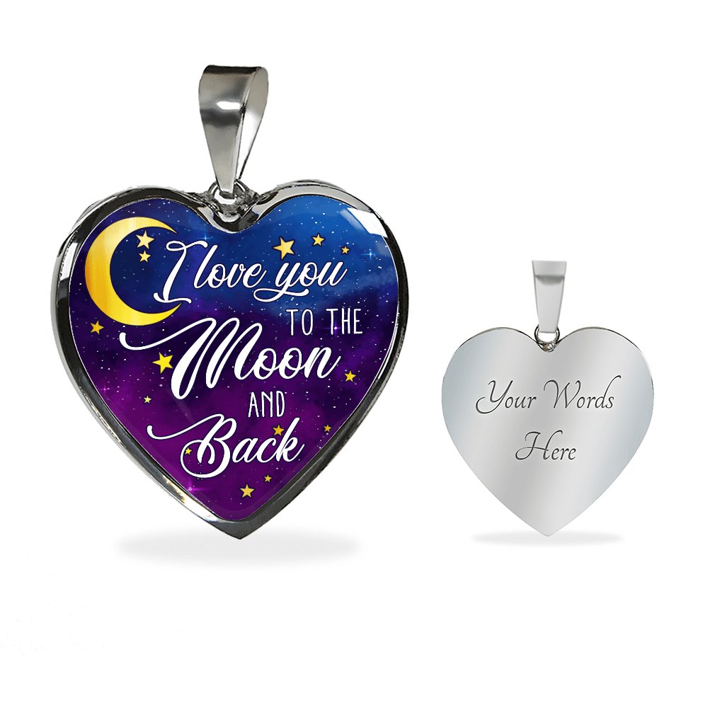 I Love You To The Moon And Back - Luxury Graphic Heart Necklace - Celeste Jewel