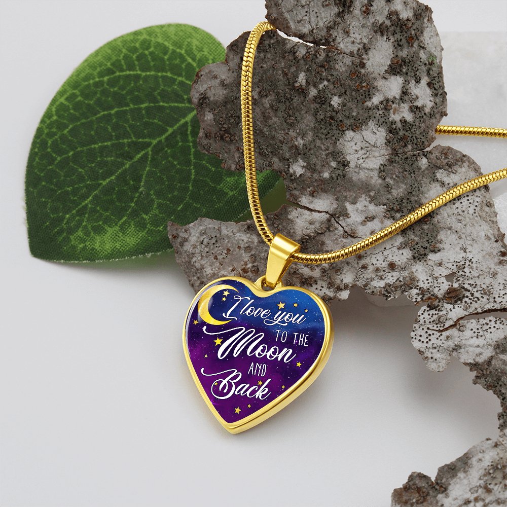 I Love You To The Moon And Back - Luxury Graphic Heart Necklace - Celeste Jewel